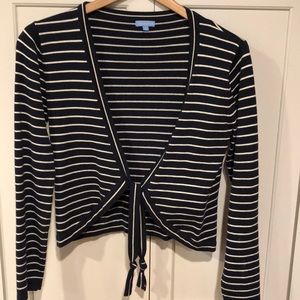 J. McLaughlin Navy & white striped small cardigan